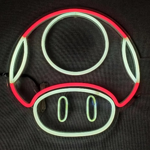 Letreiro Luminoso Painel Neon Cogumelo Mario 30x30