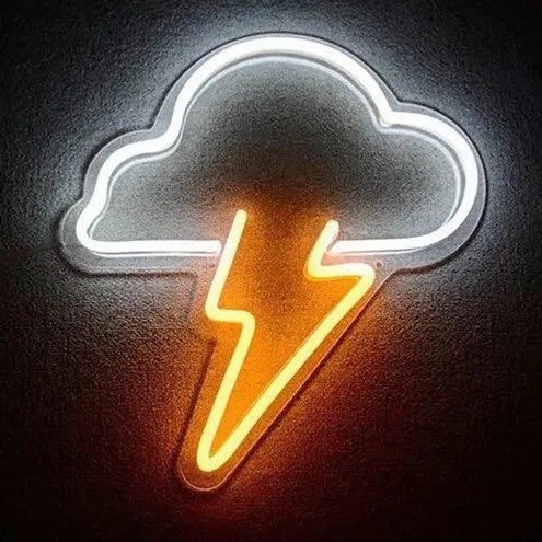 Letreiro Luminoso Painel Neon Nuvem com Raio 40x40 - Rei do neon