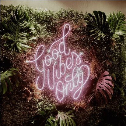 Letreiro Luminoso Painel Neon Good Vibes Only Trabalhado 100x100 Rei do neon