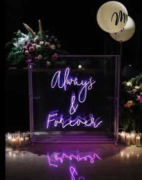 Letreiro Luminoso Painel Neon Always e Forever 70x60 Rei do Neon
