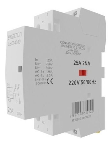 Contator Modular 25a 220v 2 Pólos 2na P/trilho Din Exatron