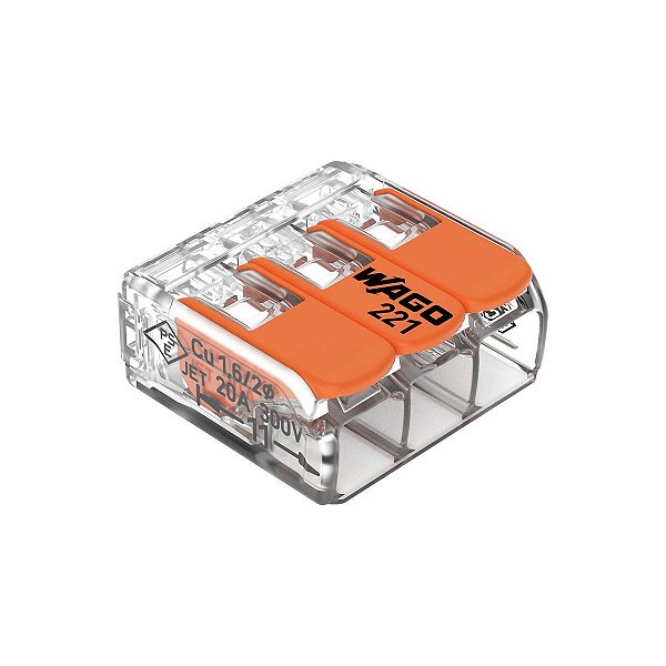 Conector Wago Compacto Emenda 3 Fios 221-413 Com 10 Peças