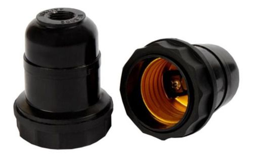 Porta Lâmpada Soquete E27 P/ Abajur Preto Germer Kit Com 5