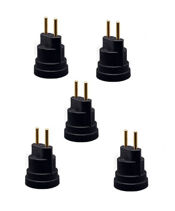 Adaptador Tomada Porta Lâmpada E27 Preto 2p Germer Kit C/ 5