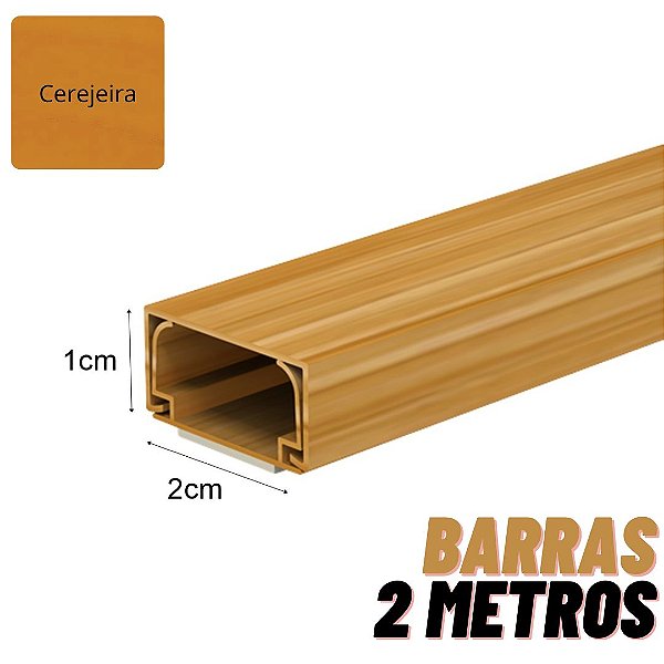Canaleta 20x10 Cerejeira com Fita Dupla-Face Sistema X Durin 2 Metros