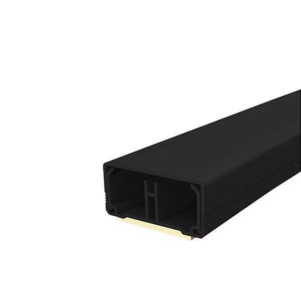 Canaleta 20x10mm C/ Fita Adesiva e Divisória 2m Preta Durin