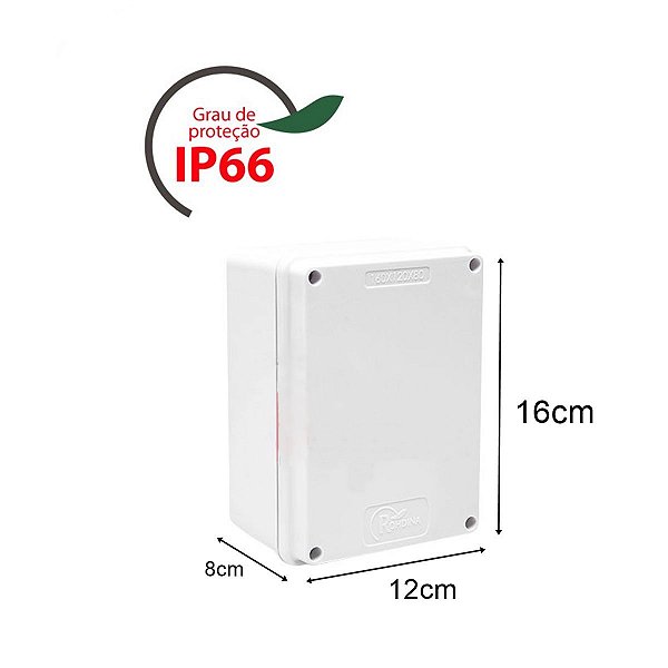 Caixa ECONÔMICA Branca Tampa Opaca IP66 Rohdina 160x120x80mm