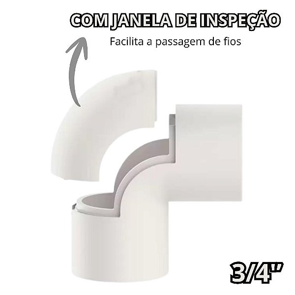 Joelho com Janela Condulete 3/4'' PVC Branco Maxxbox