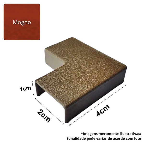 Cotovelo Joelho Plano 90º 20x10mm Conexão Mata-Junta Canaleta Marrom Mogno