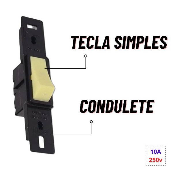 Interruptor Simples Sem Placa Preto com Tecla Branca Condulete BLux