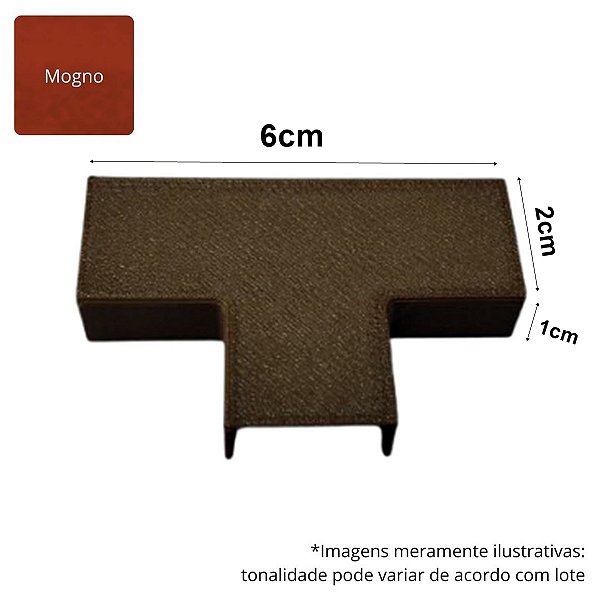 Tê 20x10mm Conexão Mata-Junta Canaleta Marrom Mogno