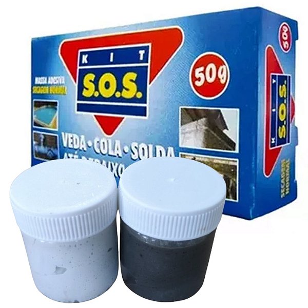 Massa Adesiva Cola Epóxi Até Debaixo d'Água 50g Kit SOS