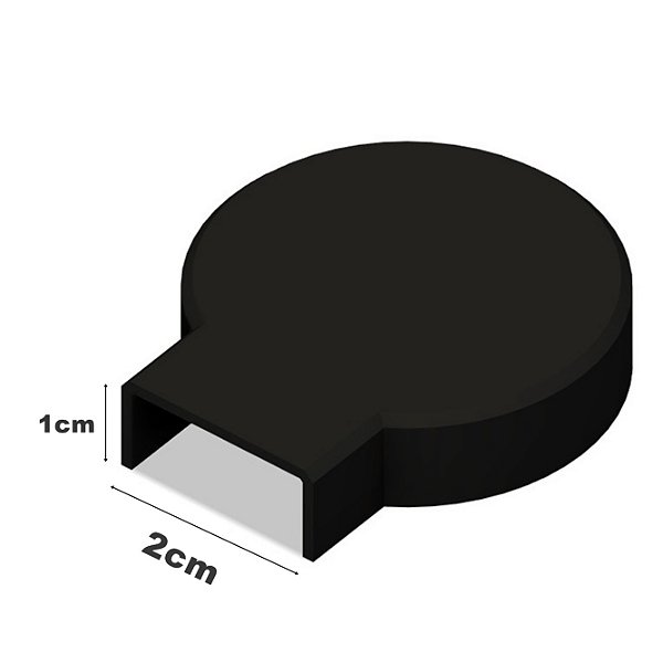Acabamento Canaleta Tapa Furo Parede Preto 20x10mm
