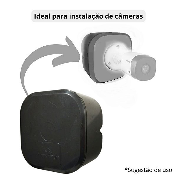 Caixa Plástica Box 85mm Proteção Telecom e Cabos Elétricos Maxxbox Preta
