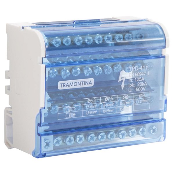 Bloco de Distribuição 124A 4 Polos 11 Conexões Tramontina 58016110