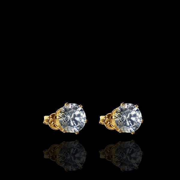 PAR DE BRINCO PEDRA DE ZIRCÔNIA PREMIUM( 5mm) - BANHADO A OURO 18K