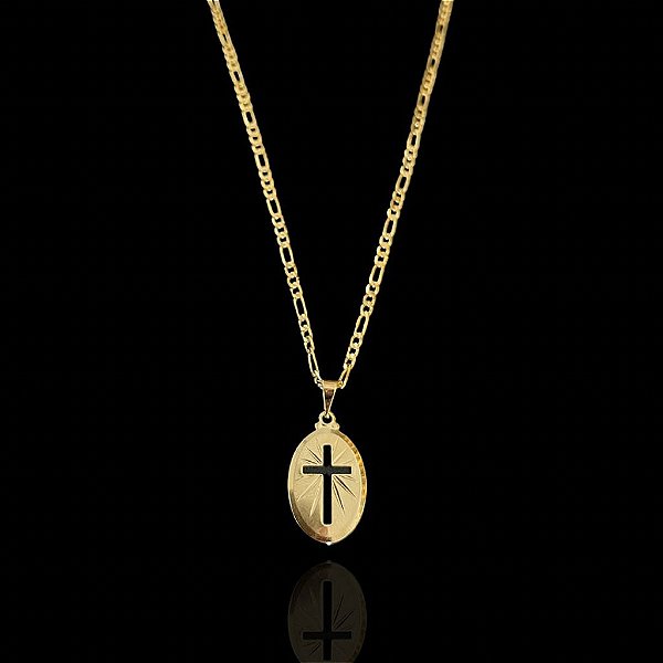 PINGENTE MEDALHA CRUCIFIXO VAZADO   P( 1g- 2x2cm) - BANHO DE OURO 18k