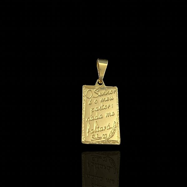 PINGENTE O SENHOR É MEU PASTOR( 2g-  1,5x2cm) - BANHO DE OURO 18k
