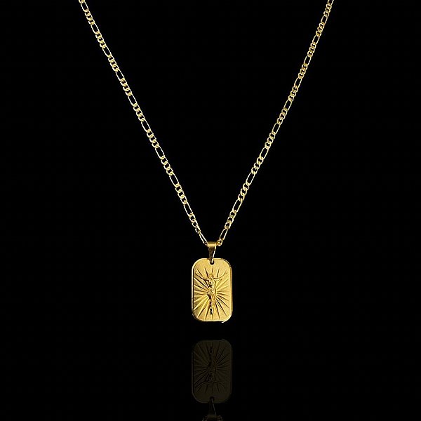 PINGENTE PLACA 3D CRISTO (3g-  2x2cm) - BANHO DE OURO 18k