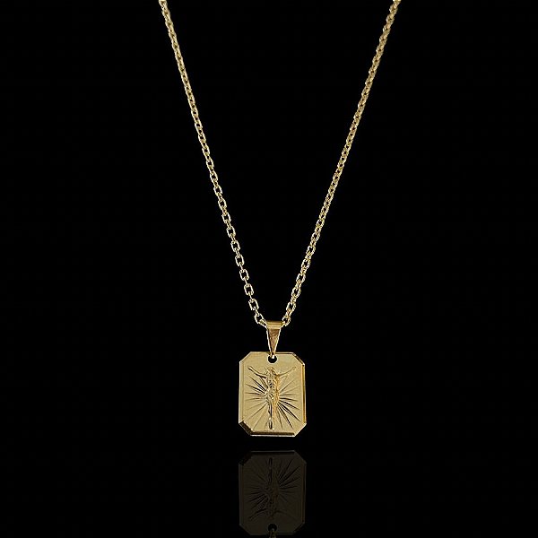 PINGENTE PLACA CRUCIFIXO  P (2g- 2x2cm) - BANHO DE OURO 18k