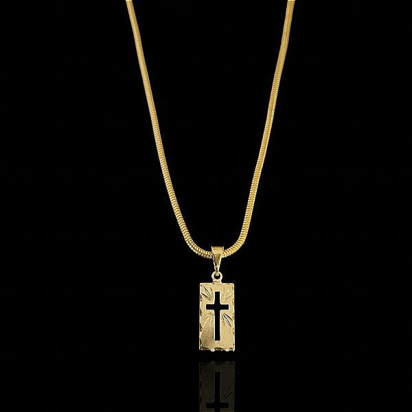 PINGENTE PLACA CRUCIFIXO VAZADO   P( 1g- 2x2cm) - BANHO DE OURO 18k