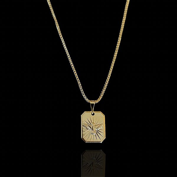 PINGENTE PLACA ESPÍRITO SANTO P( 2g- 2x2cm) - BANHO DE OURO 18k
