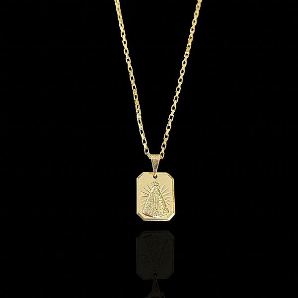 PINGENTE  PLAQUINHA NOSSA SENHORA (2g- 2x2cm) P - BANHO DE OURO 18k