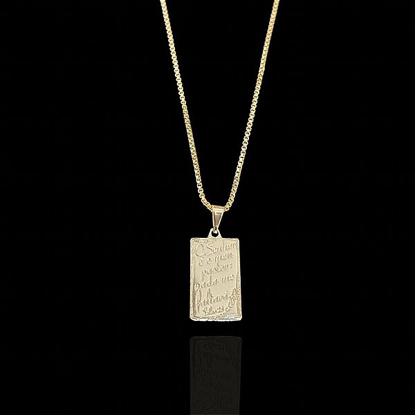 PINGENTE PLAQUINHA ( O SENHOR É MEU PASTOR NADA ME FALTARÁ)  2g; 2x3,5cm- BANHO DE OURO 18K