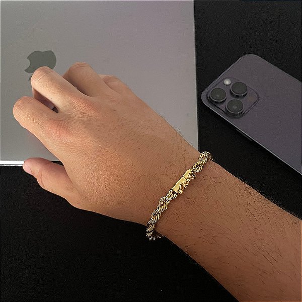 PULSEIRA BAIANA (6mm -22G-21 cm)  - FECHO COM MARCAÇÃO 750 - BANHO DE OURO 18k.