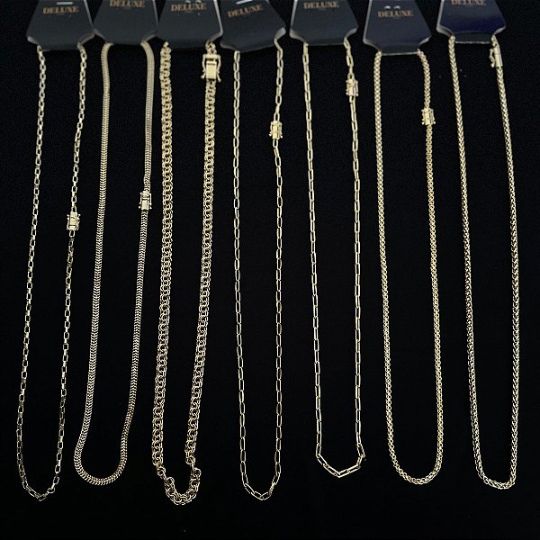 7 CORRENTES -  BANHADOS A OURO 18K