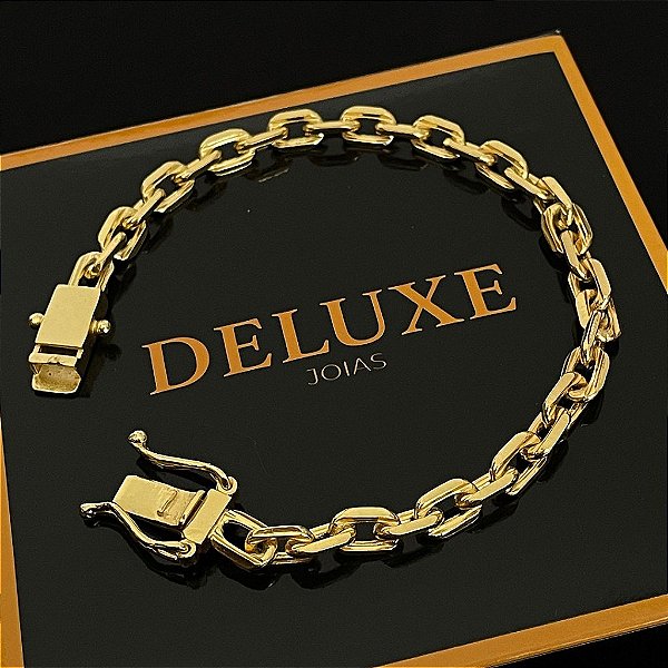 PULSEIRA CADEADO (7MM - 12G) - 20CM - FECHO COM MARCAÇÃO 750 - BANHO DE OURO 18k