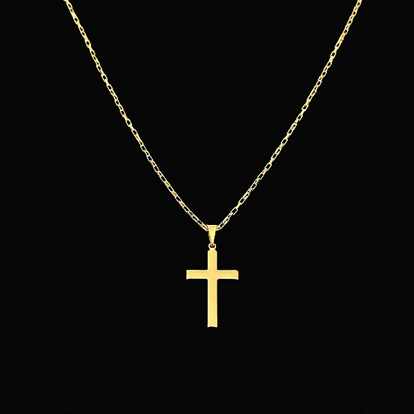 PINGENTE  CRUCIFIXO CHAPADO LISO   P. ( 1,5g-   2x2cm) - BANHADO A OURO 18K.