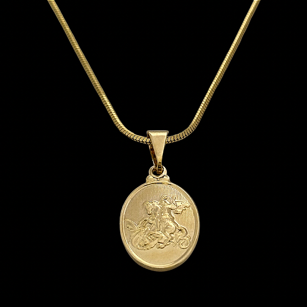 PINGENTE MEDALHA  SÃO  JORGE 2g-( 1.5x2cm PP ) - BANHO DE OURO 18k