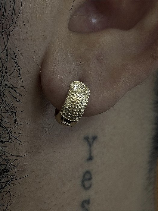 ARGOLA LARGA G - BANHADO A OURO 18K