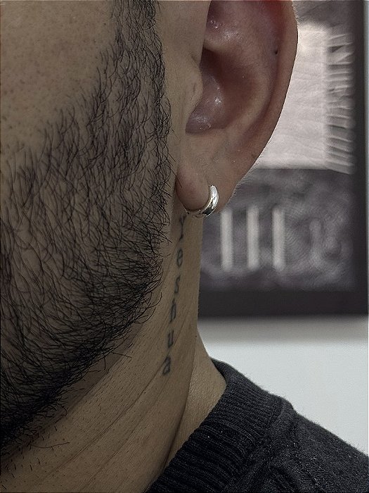 PAR DE BRINCO ARGOLA MACIÇA FINA 10x3mm  M- BANHADO A PRATA 750