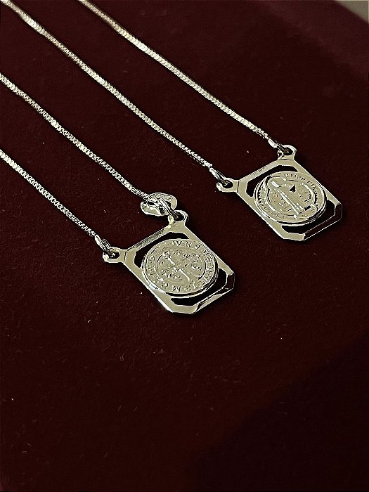 ESCAPULÁRIO SÃO BENTO CORRENTE VENEZIANA (1.8MM 60cm ou 70cm) -  BANHADO A OURO 18k