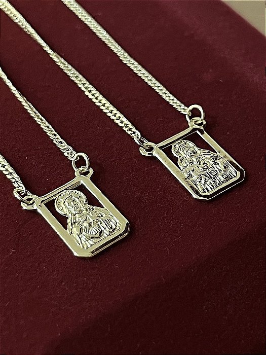 ESCAPULÁRIO CONVENCIONAL CORRENTE LACRAIA 2MM 60cm ou 70cm) -  BANHADO A OURO 18k