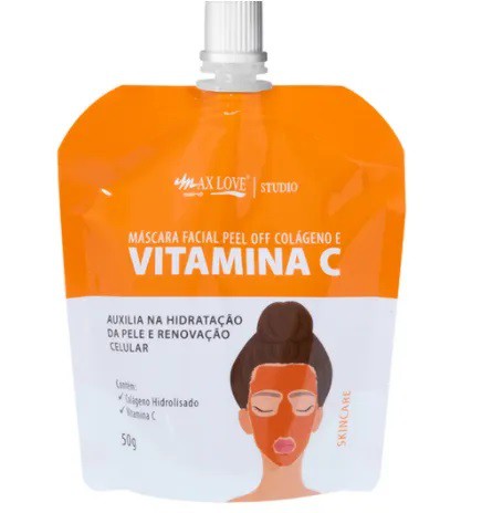 Máscara Facial Peel Off Colágeno e Vitamina C Max Love Pouch 50g