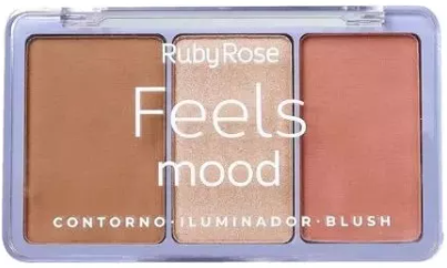 Trio Contorno+Iluminador+Blush Feels Mood Ruby Rose