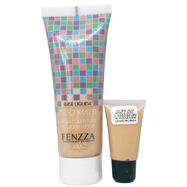 Base Líquida Efeito Matte Média Cobertura Fenzza Bege Claro