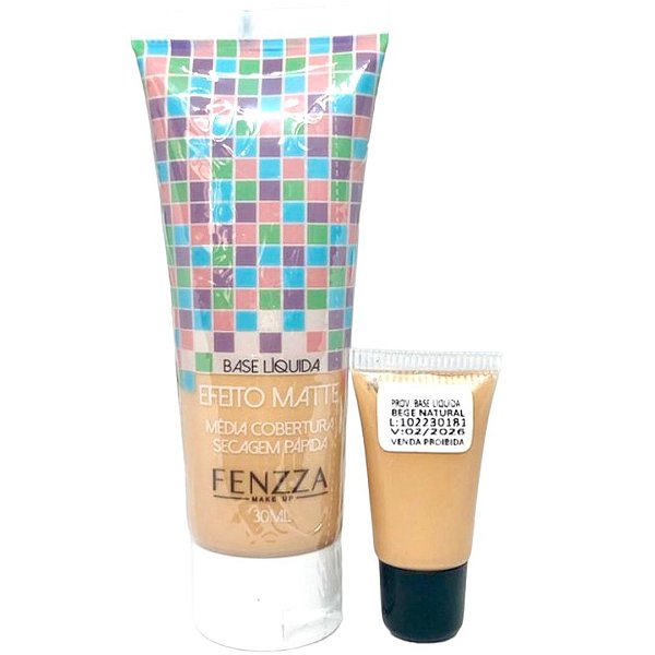Base Líquida Efeito Matte Média Cobertura Fenzza Bege Natural