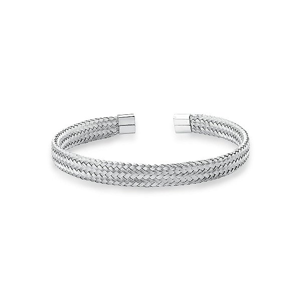 BRACELETE COM FIO TRANÇADOS E LISO EM AÇO