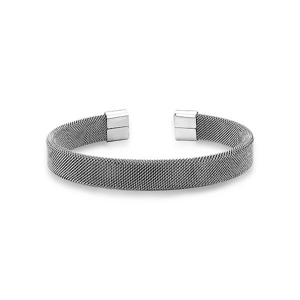 BRACELETE ABERTO TRABALHADO LISO EM AÇO