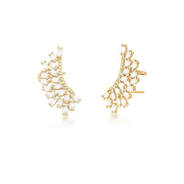 BRINCO EAR CUFF CRAVEJADO DE ZIRCÔNIAS BANHADO A OURO