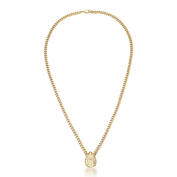 COLAR COM PINGENTE DE GOTA GEOMETRICO BANHADO A OURO