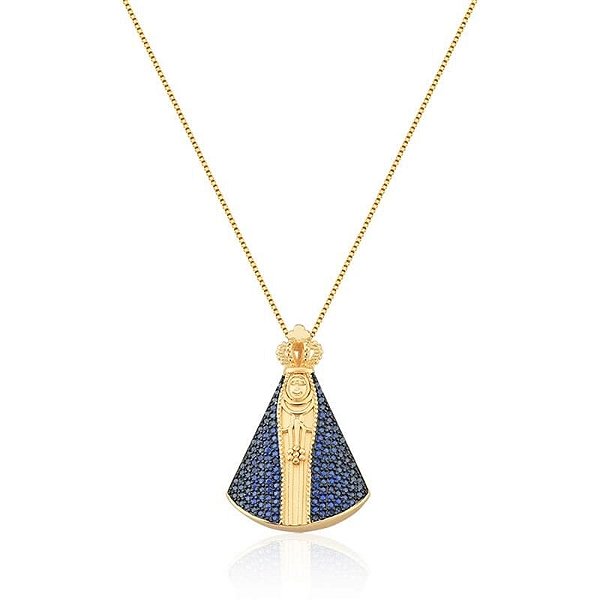 CORRENTE COM PINGENTE NOSSA SENHORA APARECIDA BANHADA A OURO