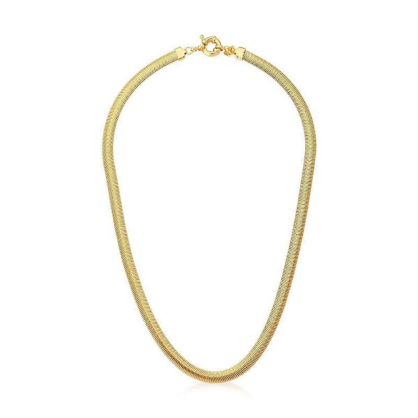CORRENTE EM MALHA LAMINADA 6MM LISA 40CM BANHADO A OURO
