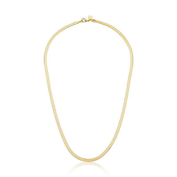 COLAR MALHA ESTEIRA LAMINADA 3MM LISA 35CM BANHADO A OURO
