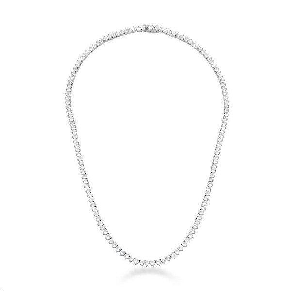 COLAR RIVIERA 3 GARRAS COM ZIRCÔNIAS REDONDAS 3MM BRANCAS 40CM BANHADO A RODIO