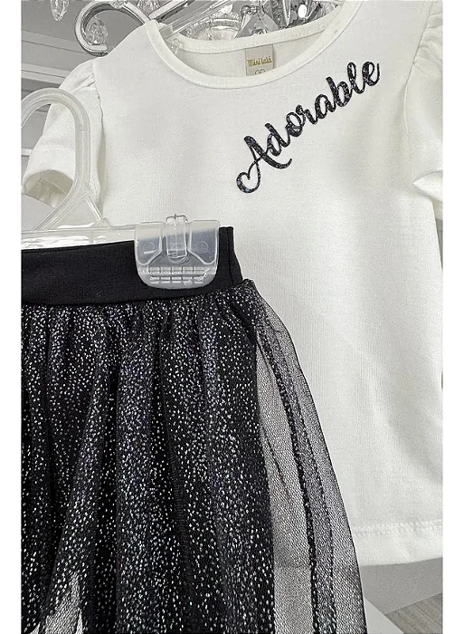 Conjunto infantil com tule preto brilho